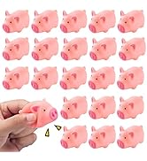 HAKACC 20 PCS mini Rubber Pig Baby Bath Toys Pink Rubber Screaming Sound Piggie Party Favors for ...