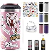 16oz Insulated Can Cooler & Tumbler with 2 Lids, Fits 12oz Beer & Soda Cans, Double Wall Stainles...