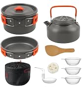 GEEKHOM Stainless Steel Camping Cookware Set - Outdoor Pot and Pan Set with Bonus Cutlery, Storag...