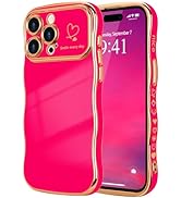 LCHULLE for iPhone 14 Pro Max Case for Women Girls, Cute Wave Frame Curly Shape with Love Heart R...