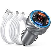 4-Port USB C Car Charger for iPhone 17/16e/15 Pro Max, 65W Multi Port PD+QC 3.0 Fast Charging Dua...