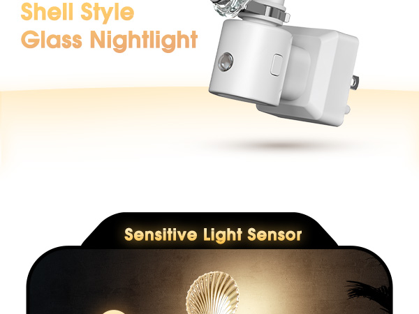 Shell Style Glass Nightlight Rotating