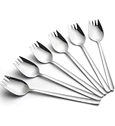 AYFDISHS Sporks,6-Pack Food-grade Stainless Steel Sporks,7.4-inch Long Handled Dessert Spoons, Sa...