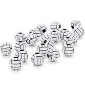 50Pcs Silicone Beads, 15mm Acrylic Volleyball Bead, Acrylic Sports Beads Big Hole Volleyball Roun...