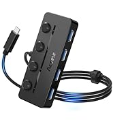 Aceele USB C Hub, USB C to 4-Ports USB 3.0 Hub with Type C Power Port and Individual On/Off Switc...