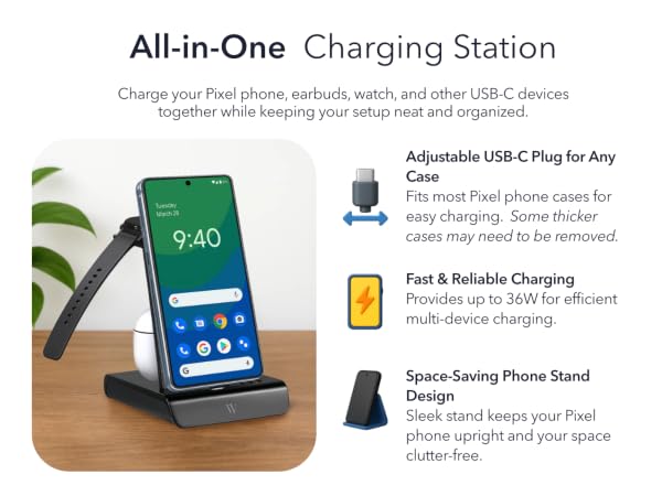 charging station keeps your setup neat and organized while eliminating messy cables