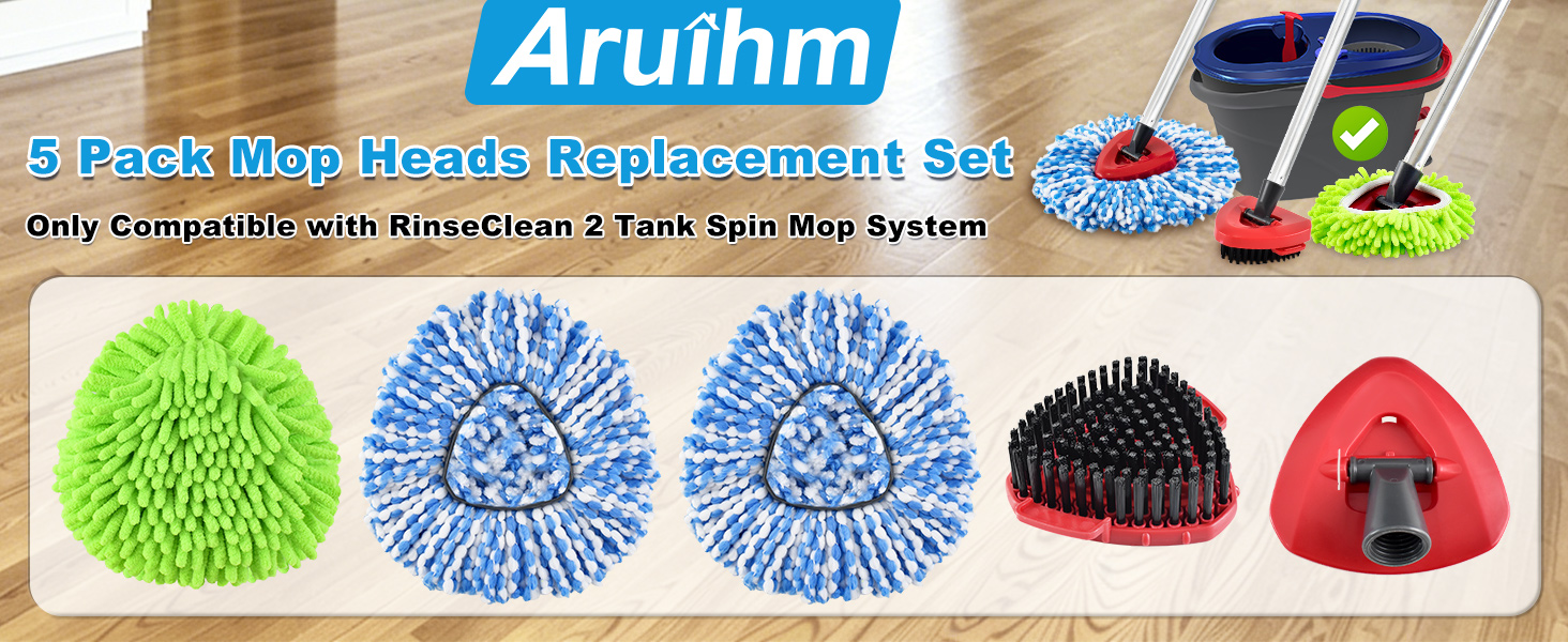 Mop Replace Heads Compatible with O-Cedar RinseClean 2 Tank Spin Mop System