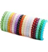 SAMOCO 18Pcs 8mm Beaded Stretch Bracelet Handmade Round Glass Bracelet for Women Multicolor Matte...