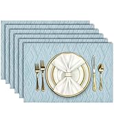 Aofmee Placemats, Placemats Set of 6, Heat Resistant Place Mats, Washable PVC Table Mats, Woven V...