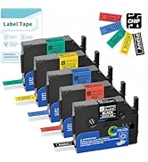 VolenGo Classic Color BZ Tapes for D210S H1100 E1000 Label Maker, 12mm 0.47 Laminated CHIP Label ...