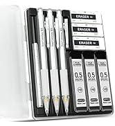 Four Candies Mechanical Pencil Set with Case - 3PCS 0.5mm Clear Mechanical Pencils & 180PCS HB Le...