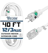 YOJOE Indoor Outdoor Extension Cord with Lighted End, 3 Prong 15A Weatherproof Power Extension Co...