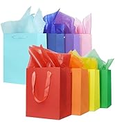 MOXARYSU 8 Pcs Medium Gift Bags With Handles: 8x5x10 Rainbow Colour Gift Bags Kraft Paper Party F...