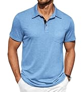 COOFANDY Men Short Sleeve Polo Shirt Casual Summer Collar Shirts Dress Button Polo T Shirt Classi...
