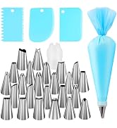 FANTEXY Piping Tips Set,29 Pieces Cake Decorating Supplies Kits with 24 Standard Piping Tips, 3 S...