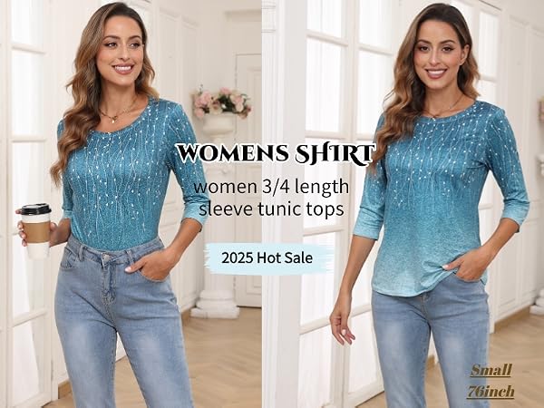 Womens 3/4 Sleeve Shirts tunic tops