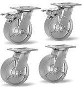 6 Inch Metal Caster Wheels, Steel Casters Set of 4 Heavy Duty - Swivel Casters with Brake, Lockin...