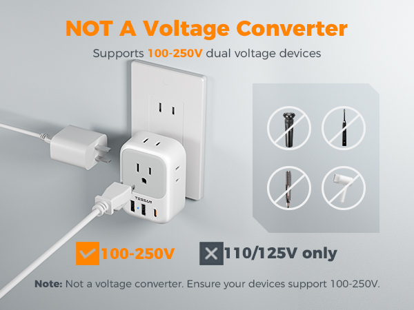 US to Japan Plug Adapter with 4 Outlets 3 USB