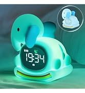 Elephant Alarm Clock with Night Light for Kids,Toddler Sleep Training Clock Ok to Wake Clocks for...