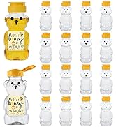 MOLADRI 18 Pack Plastic Bear Honey Bottle Jars, Empty 5 Fluid Oz Honey Squeeze Container with Fli...