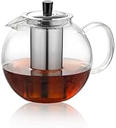 1500ml Glass Teapot with Removable Stainless Infuser(50oz), Ehugos Stovetop Safe Large Tea Pot, H...