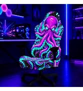 Simpkeely Blacklight Octopus Gaming Chair Cover, Computer Chair Slipcover | Glows Neon under Blac...