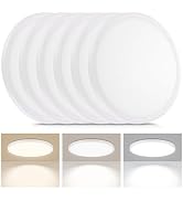 LUMLLSAJI 6 Pack LED Flush Mount Ceiling Light, 24W Ultra Thin Round White Lamp 3000k/4000k/6500k...
