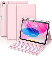 Hamile iPad 10th Generation Case with Keyboard 10.9 Inch - 7 Colors Backlit Detachable Folio Wire...