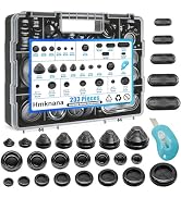 Hmknana 233Pcs Rubber Grommet Kit 4 Styles Closed Firewall Grommet 27 Sizes Rubber Hole Plugs Met...