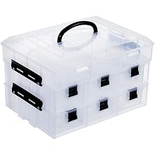 MyGift 11 Inch Stackable Storage Container Clear Plastic Arts Crafts Sewing Supplies Organizer Case