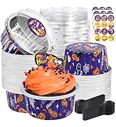 ZOXILEN 30Pcs Halloween Mini Baking Cups with Lids Aluminum Foil, 5oz Disposable Mini Cake pans w...