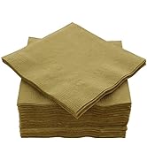 Amcrate Big Party Pack 100 Count Gold Beverage Napkins - Ideal for Wedding, Party, Birthday, Dinn...