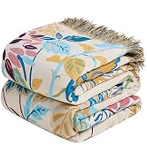 Wzvzss Boho Throw Blanket - 100% Cotton Throw Blankets for Bed Couch, 50"x60" Soft Muslin Lightwe...