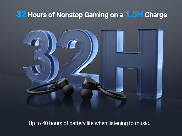 32 hours long battery life usb wireless headphones bluetooth computer game gamer