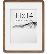 Fun Memories 11x14 Picture Frame, USA-Sourced Walnut Wood Photo Frames with HD Tempered Glass, Ha...