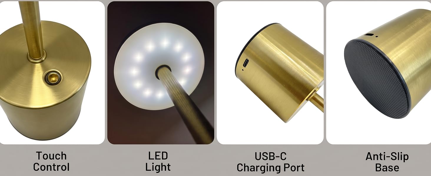 Touch Control ,LED Light ,USB-C Charging Port ,Anti-Slip Base