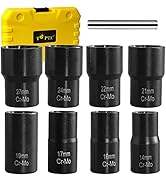 TOPEC Bolt Extractor Set, 9 Piece Lug Nut Remover Socket Tool, 1/2" Drive Impact Wheel Lock Remov...