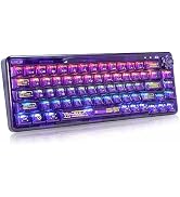 ZDawnn Transparent keycaps Mechanical Gaming Keyboard.68keys with RGB Backlit. Bluetooth/2.4Ghz W...