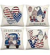 AnyDesign 4th of July Gnome Pillow Cover 18 x 18 Inch Independence Day Throw Pillow Case Red Blue...