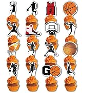 32Pcs Basketball Cupcake Toppers Star Players Basket ball Backboard Slam Dunk Basketball Apparel ...