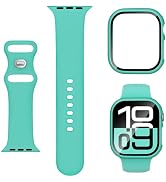 Silicone Band with Case Compatible with Kids Apple Watch Band, Soft Sport Strap and Protective Co...
