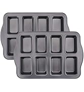 Lawei 2 Pack Mini Loaf Pan - 8 Cavity Non-Stick Bread Pans Carbon Steel Baking Pan