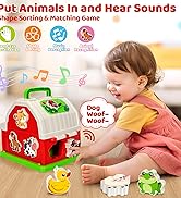 Montessori Toys for 1 2 3 Year Old Boys Girls, Musical Barn Farm Animal set for Toddler, Shape So...