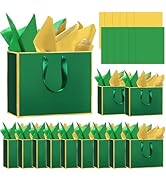 Epoesch 12 Pack Metallic Paper Gift Bags with Handles – Includes Tissue Paper – 11.8"x10"x4" – El...