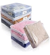 Heonay Clear Zippered Storage Bags Plastic Sweater Storage Bags with Zipper 6 Packs Clothing Orga...