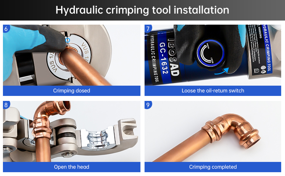 Hydraulic Copper Pipe Crimping Tool with 1/2",3/4" and 1"