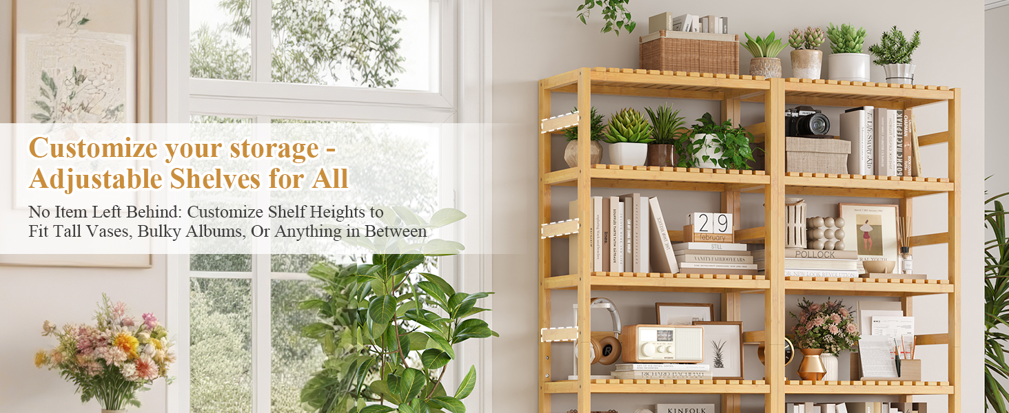FOTOSOK 6-Tier Bamboo Shelf