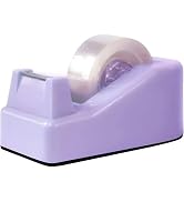 Purple Desktop Tape Dispenser with Weighted Non-Skid Base, Heavy Duty Cute Tape Dispenser for Pac...