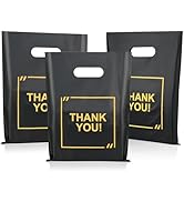 100 Pack Die Cut Plastic Shopping Bags with Thank You Logo 9x12 Merchandise Bags Extra Thick Glos...