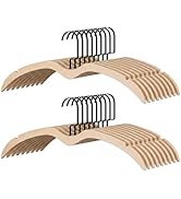 StorageWorks Wooden Hangers 18 Pack, Wood Coat Hanger with No Bump Shoulder, Short Neck Space Sav...